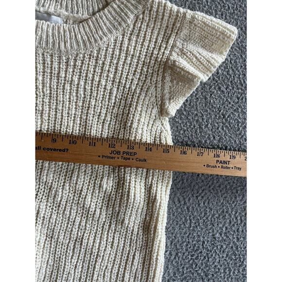 Design History Sweater Top Small Chunky Flutter Sleeve Crewneck Cream White - Picture 10 of 13